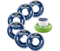Corona 31 Inch Corona Bottle Cap Tubes, 6 Pack With Inflatable Floating Cooler on sale Corona 31 Inch Corona Bottle Cap Tubes, 6 Pack With Inflatable Floating Cooler on sale