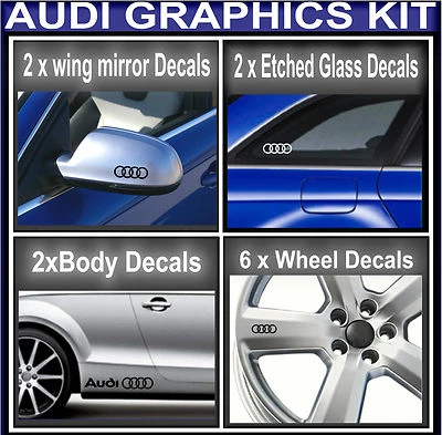 NEW - AUDI - FULL CAR STICKERS PACK Wing Mirror Body Etched Mirror Alloy Decals - image 1 of 2