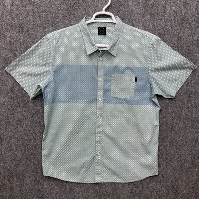 Oakley short sleeve button up shirt teal men's size XL