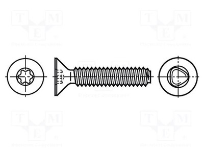 Schraube TX06 Stahl Zink Torx 2x8 Kopf: Senkkopf Økopf: 3,8mm
