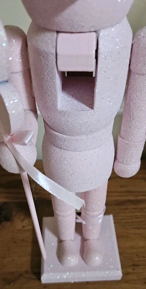 Rachal Zoe Christmas Wood Nutcracker In Pink Glitter - Image 4 of 4