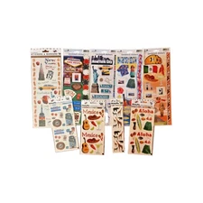 Vintage Paper House Sticky Pix & Cardstock Scrapbook Sticker Lot - Travel - 8pks