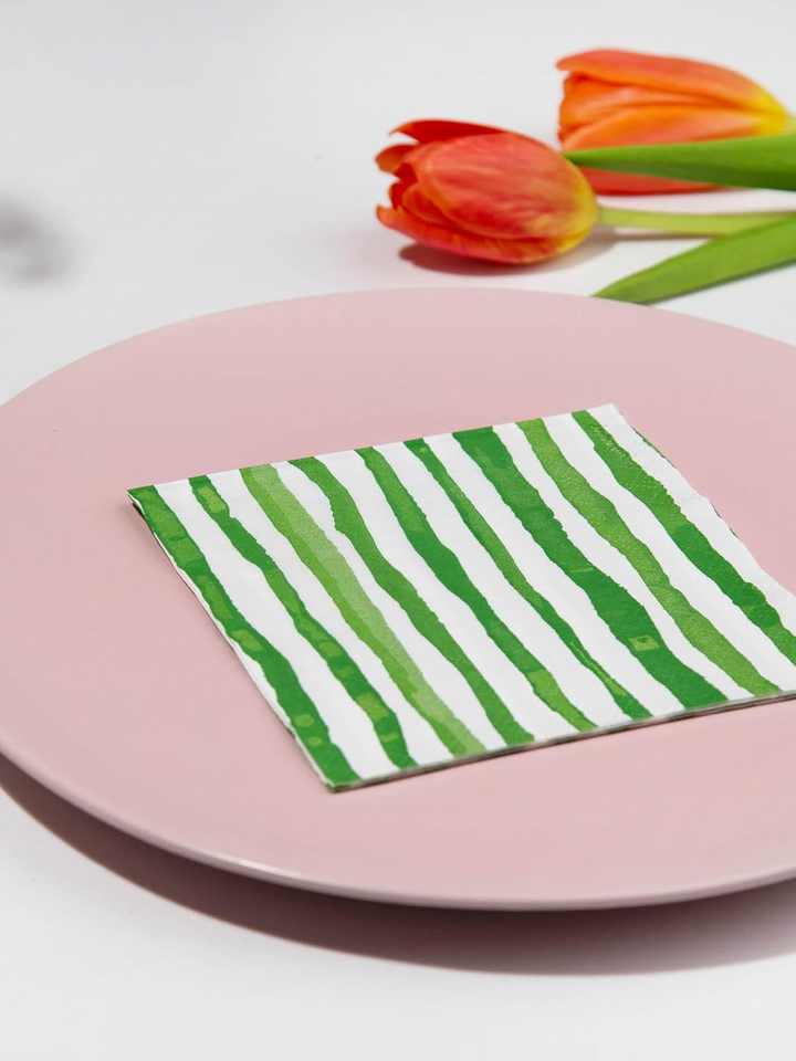 Watercolor Green Paper Napkins 3-Ply 80 Count Cocktail Size ...