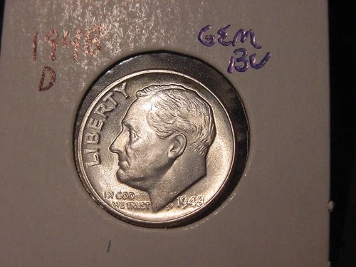 1948-D ROOSEVELT DIME GEM BU NICE ORIGINAL BETTER DATE COIN FREE SHIPPING