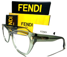 NEW FENDI ROMA FE50086I 095 CRYSTAL GREEN/GOLD ACENTS AUTHENTIC EYEGLASSES 53-17