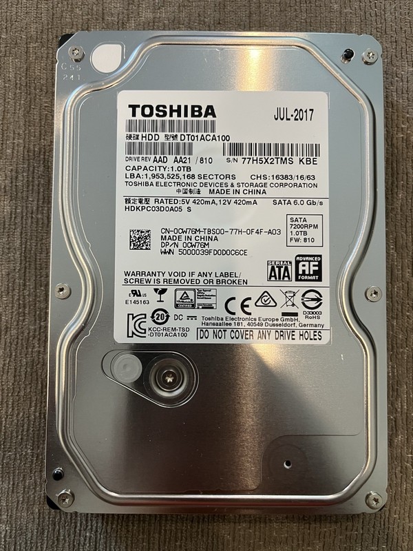 Toshiba 1TB 7200RPM 3.5" Hard Drive HDD DT01ACA100