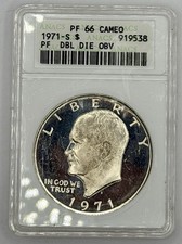 1971 S Ike Dollar ANACS PF66 Soapbox Cameo Double Die Obv "Peg Leg" - Video FB2