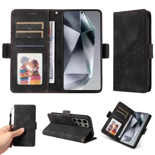Leder Hülle für Samsung S25 S24 S23 Ultra S22 Plus S21 Handy Wallet Schutz Case - Picture 7 of 85