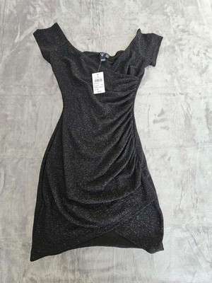 NWT Windsor Radiant Glitter Off Shoulder Mini Dress Size Small