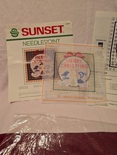 Vintage 1985 Sunset Needlepoint 5907 Merry Christmas Ducks. Mistletoe No Yarn