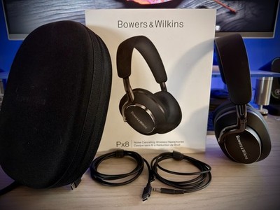 Bowers & Wilkins Px8 Wireless Noise Cancelling Headphones Black w/ Case & Cables
