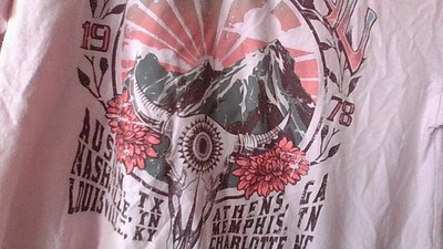 WESTERN COWSKULL CROP T-SHIRT Cold Crush Size Small Cotton Festival 1978 FLAW