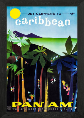 Pan Am Karibik Reiseposter gerahmt Wandbild Poster Leinwanddruck Bild