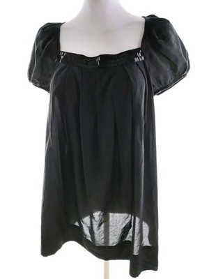 DRANELLA Damen Tunika Bluse Gr. 36 Schwarz Baumwolle Kurzer Ärmel Pailletten