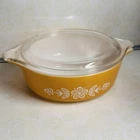 Vintage Pyrex Butterfly Gold 471 Casserole Dish With Lid 1 Pint, 500 ml