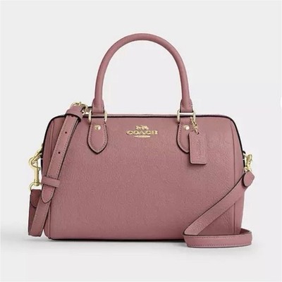 Coach Rowan Satchel Pink/Peony Gold Hardware Zip w/ Strap, Key Chain, Bag Charm
