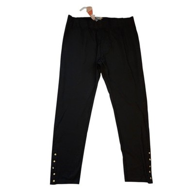 NEW Esy Studio Womens Pull On Leggings Size 2X Black Rhineshone Ankles Pants