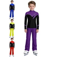 Kids Boys Sets Top Costume Stage Outfit Competition Long Sleeve Gymnastics