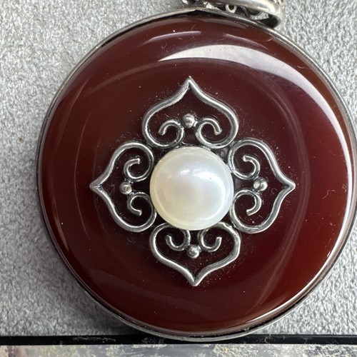 Sterling Silver Carnelian Bead & Enhancer Pendant Vintage - Bild 5 von 6