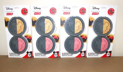 4-Disney Dash MultiMaker Mini Removable Waffle Plates 4-Mickey* 4-Minnie NIB-NEW