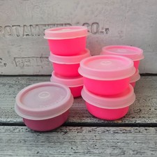 Tupperware Smidgets 8 Mini Tiny Bowl Container 1 oz pink with clear seal