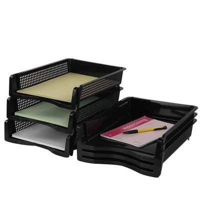 Desktop A4 Paper Organizer Tray Stackable File Storage Trays Black 6Tier