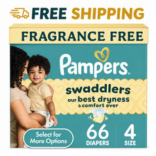 Pampers Swaddlers Fragrance Free Baby Diapers Size 4, 66 Count