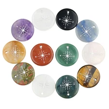 30mm Gemstone Disc Pendant for Making Jewelry Silver Pattern-Compass 5PCS/LOT