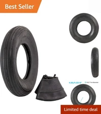 Reliable Ribbed Tread Replacement Tire Set for Garden Carts - 200 lbs Capacity