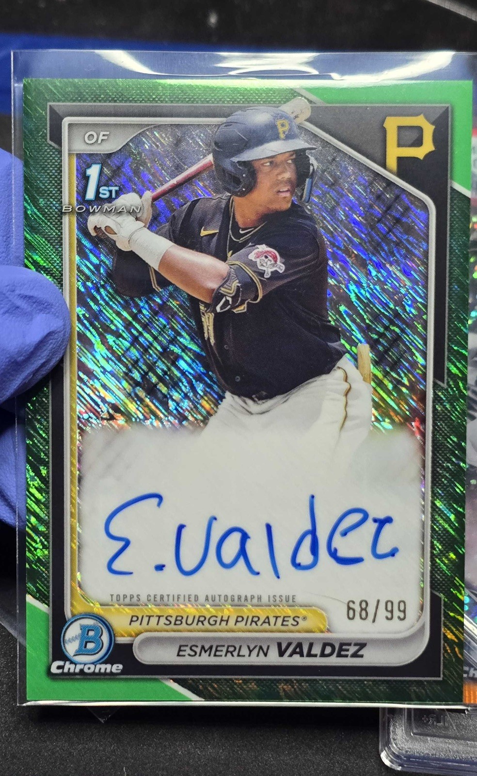 2024 Bowman Chrome 1st Auto Esmerlyn Valdez Green Shimmer  /99  Pirates