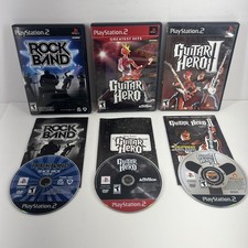 Lot Guitar Hero I II 1 2 Rockband 1 Playstation 2 PS2 Game Bundle CIB Excellent