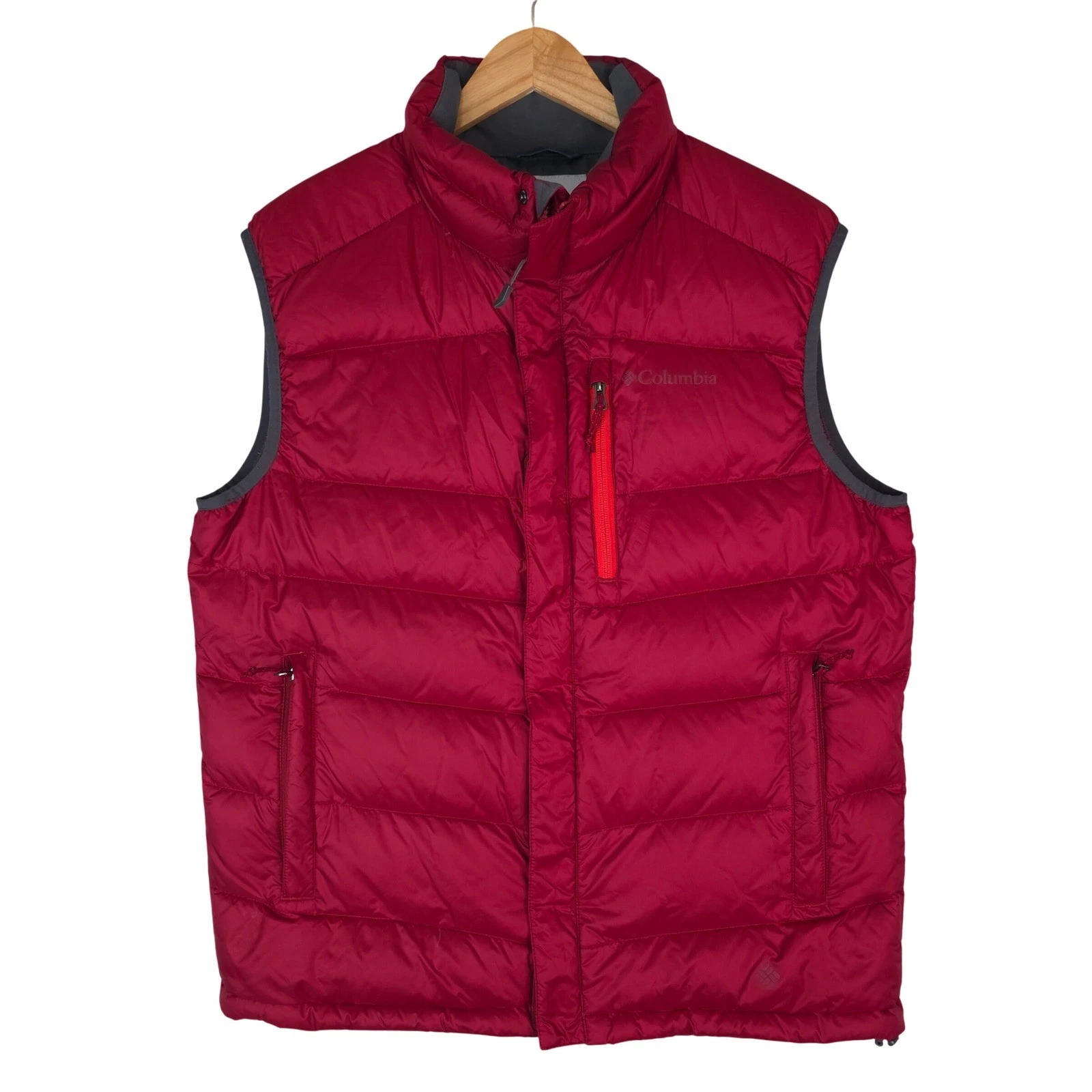 Columbia Puffer Vest Mens L Red 700 Fill Down Gorpcore Outdoor Hiking Layering