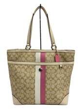  Excellent COACH F14474 Heritage Beige Pink Tote Bag Multi PVC Leather From Ja