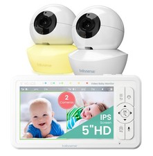 5" HD Split-Screen Baby Monitor, Video Baby Monitor with 2 Cameras and Audio,...