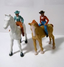 Vintage Lot of 2 Imperial Horses with Cowgirl Figures Cowboy Western