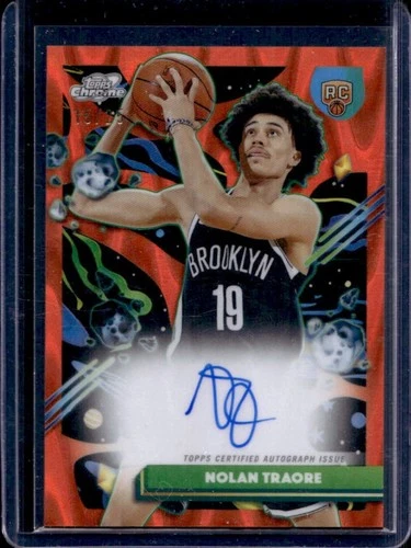 2025-26 Topps Cosmic Chrome Nolan Traore Auto RC Orange Galactic Refractor #/25