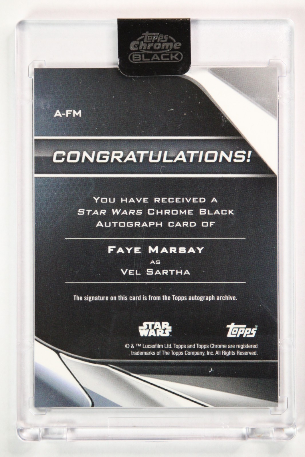 2023 Topps Star Wars Chrome Black - FAYE MARSAY as VEL SARTHA - Auto view 2