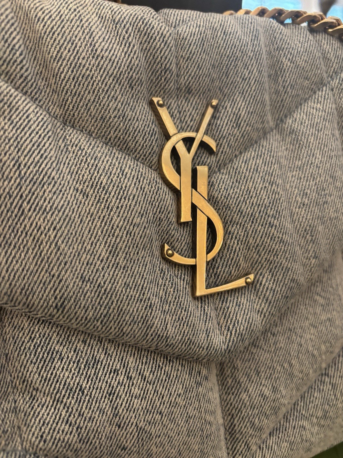 SAINT LAURENT ysl denim puffer borsa piccola tracolla usata 2xs