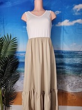 NWT Cupshe Shirt Dress Swim Cover Up Size Small White Brown Midi Ruffle
