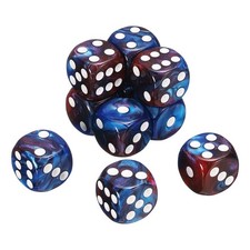 10Pcs 6 Sided Standard Dice, Acrylic D6 Pearl Pattern Dice Red and Blue 