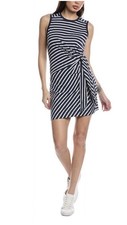 ATM Anthony Thomas Melillo Twist Front Mini Tank Dress XS Navy Blue/White - NWT