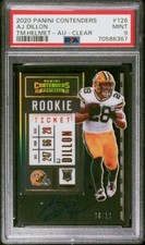AJ Dillon 2020 Contenders Rookie Ticket Auto Variation Clear #9/10 PSA 9 Packers