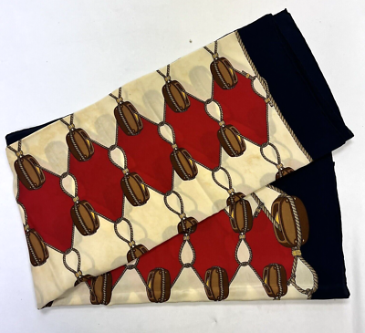 Vintage Aquascutum Scarf 32” Square Style London Silk Blue Red Sailor  Nautical