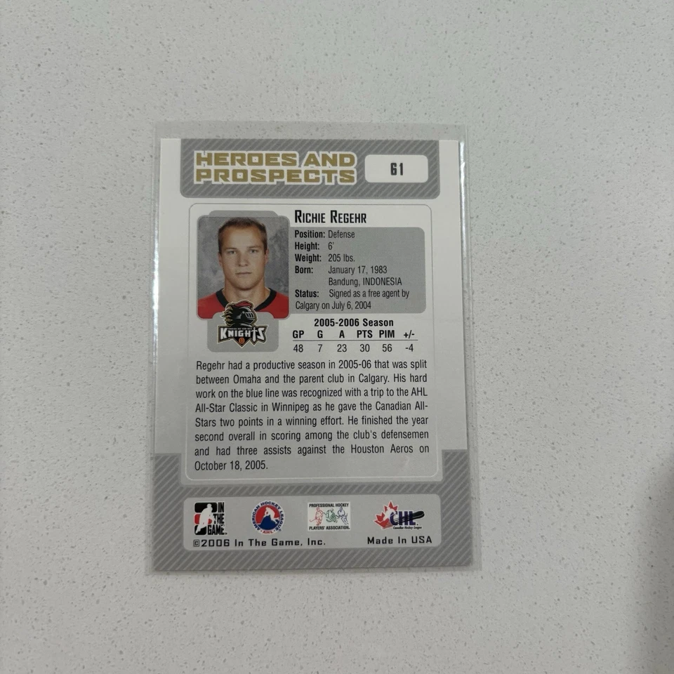 2006-07 ITG Heroes and Prospects Richie Regehr #61 - Image 2 of 2