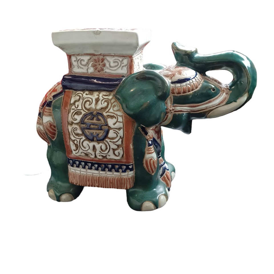 Vintage Asian Ceramic Elephant Plant Stand Statue eBay
