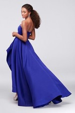 Davids Bridal Blue Royal Satin Sweetheart High-Low Ball Dress Size 10