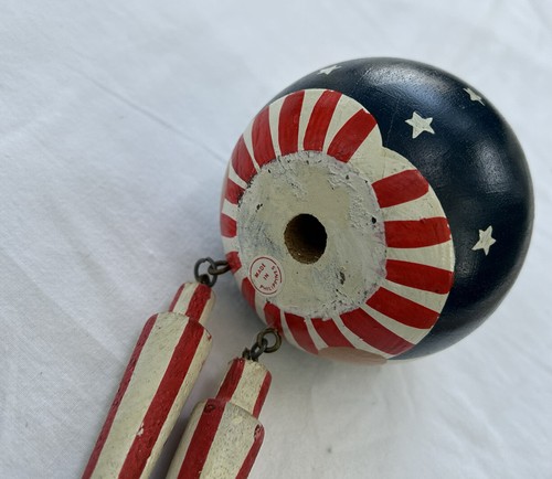 Uncle Sam Decorative Wood Painted Red White Blue Egg Shelf Sitter 9" - Picture 3 of 4