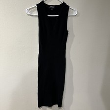 Express Dress Womens XS Black fitted Body Con Sleeveless V Neck Stretch