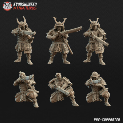 Japanische Samurai Musketenmänner - 6er Set | Kyoushuneko Miniaturen | Multi-Scale