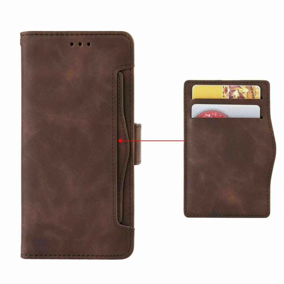 For Motorola One 5G Ace Case Leather Flip Card Slots Wallet Cover+Tempered Glass - Image 4 of 4
